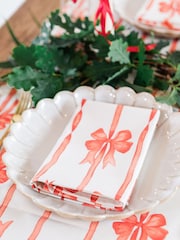 Avalon Home Set of 3 Red Ribbons Napkins - Image 1 of 6