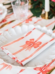 Avalon Home Set of 3 Red Ribbons Napkins - Image 4 of 6