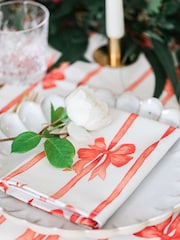 Avalon Home Set of 3 Red Ribbons Napkins - Image 6 of 6