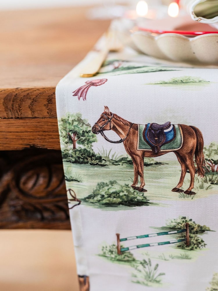Avalon Home Green Horse Girl Chic Table Runner - Image 2 of 5 Avalon Home Green Horse Girl Chic Table Runner - Image 2 of 5