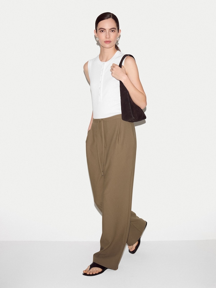 Jigsaw White Ribbed Henley Vest - Image 2 of 5 Jigsaw White Ribbed Henley Vest - Image 2 of 5