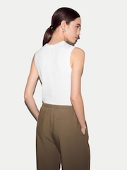 Jigsaw White Ribbed Henley Vest - Image 4 of 5