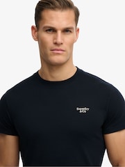Superdry Blue Essential Serif Logo Embroidered T-Shirt - Image 4 of 6