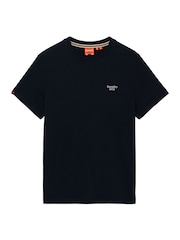 Superdry Blue Essential Serif Logo Embroidered T-Shirt - Image 6 of 6