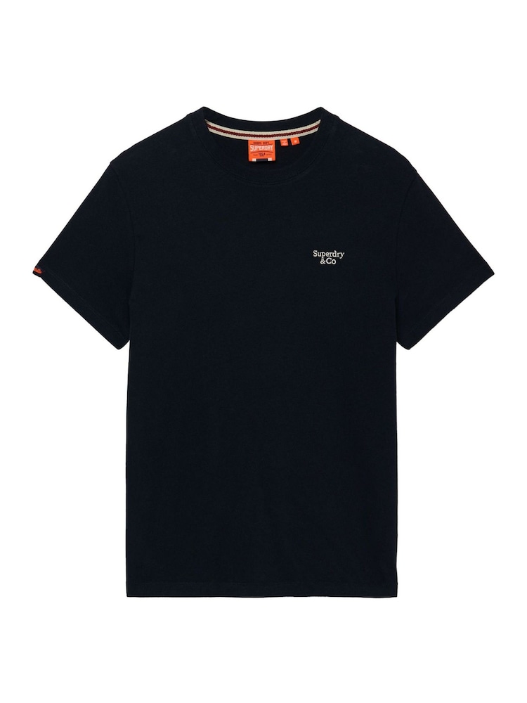 Superdry Blue Essential Serif Logo Embroidered T-Shirt - Image 6 of 6