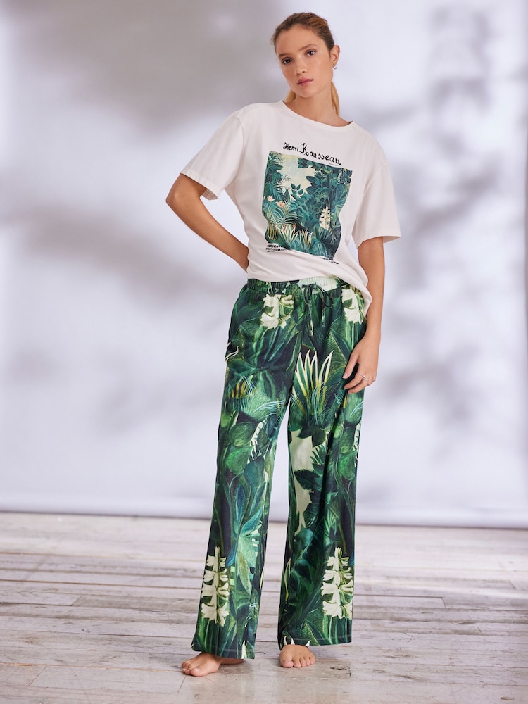 Green Henri Rousseau Cotton Short Sleeve Pyjamas - Image 2 of 5 Green Henri Rousseau Cotton Short Sleeve Pyjamas - Image 2 of 5