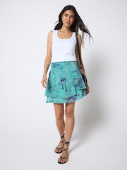 SCAMP & DUDE Blue Ocean Scales Ruffle Mini Skirt - Image 1 of 4