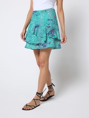 SCAMP & DUDE Blue Ocean Scales Ruffle Mini Skirt - Image 2 of 4