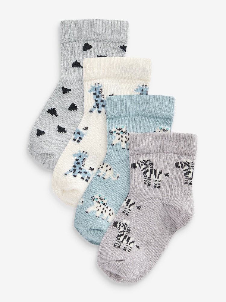 Green/Grey Character Baby Socks 4 Pack (0mths-2yrs) - Image 1 of 5 Green/Grey Character Baby Socks 4 Pack (0mths-2yrs) - Image 1 of 5
