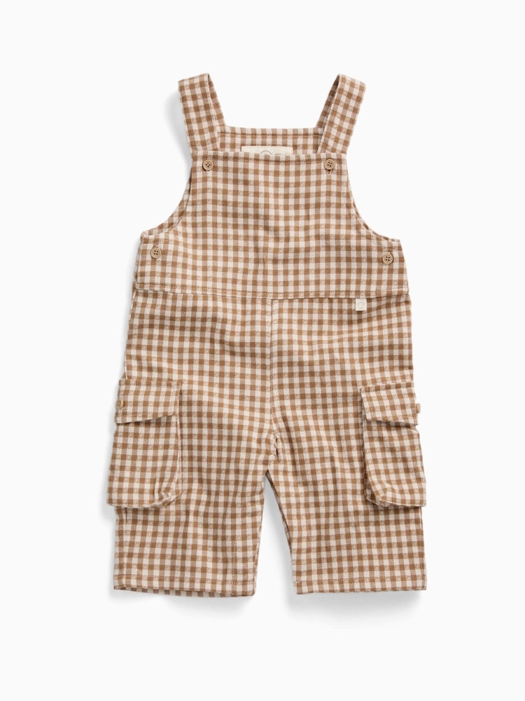 MORI Brown Checked Dungarees - Image 2 of 3 MORI Brown Checked Dungarees - Image 2 of 3