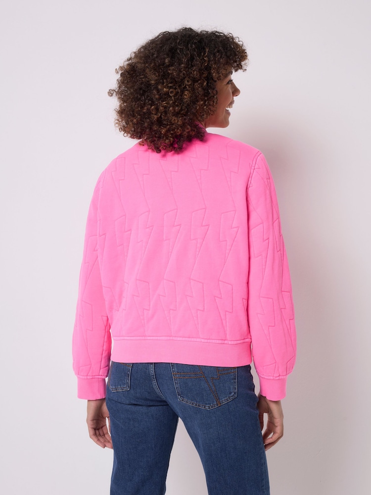 SCAMP & DUDE Pink Quilted Fitted Bomber Jacket - Image 2 of 6 SCAMP & DUDE Pink Quilted Fitted Bomber Jacket - Image 2 of 6