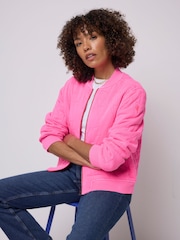 SCAMP & DUDE Pink Quilted Fitted Bomber Jacket - Image 3 of 6