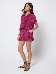 SCAMP & DUDE Pink Wild Leopard Frill Hem Shorts - Image 1 of 5