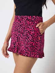 SCAMP & DUDE Pink Wild Leopard Frill Hem Shorts - Image 5 of 5