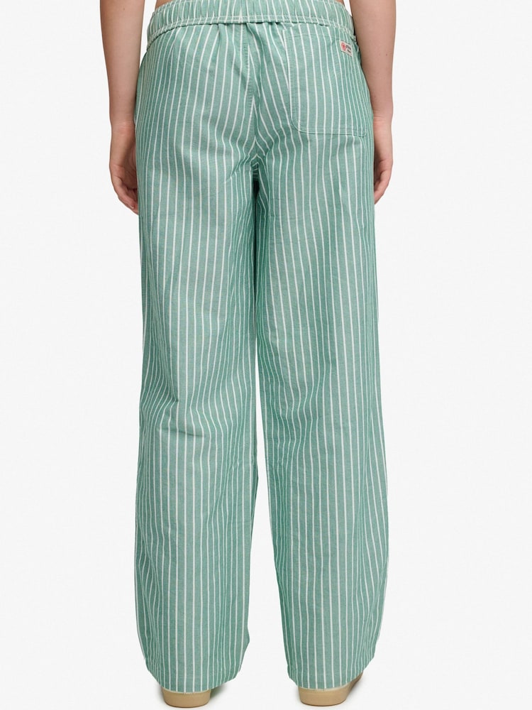 Superdry Green Cotton Stripe Trousers - Image 2 of 7