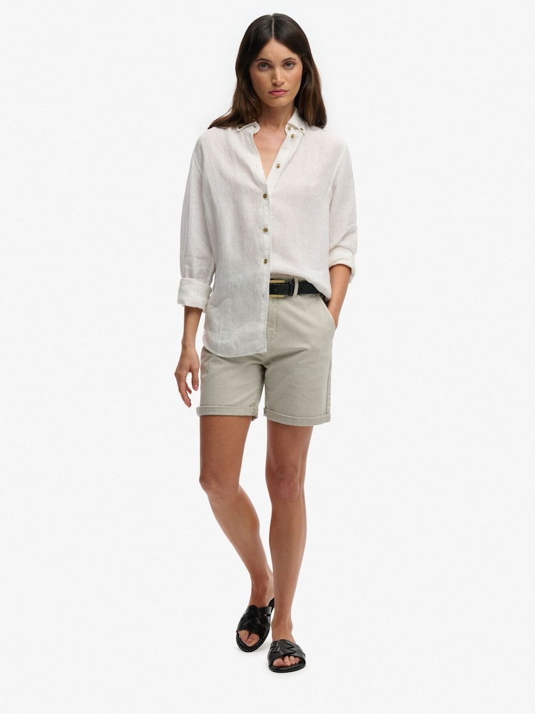 Superdry Premium Linen Button Down Slim Shirt - 3의 이미지 2