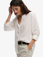 Superdry Premium Linen Button Down Slim Shirt - 3의 이미지 3