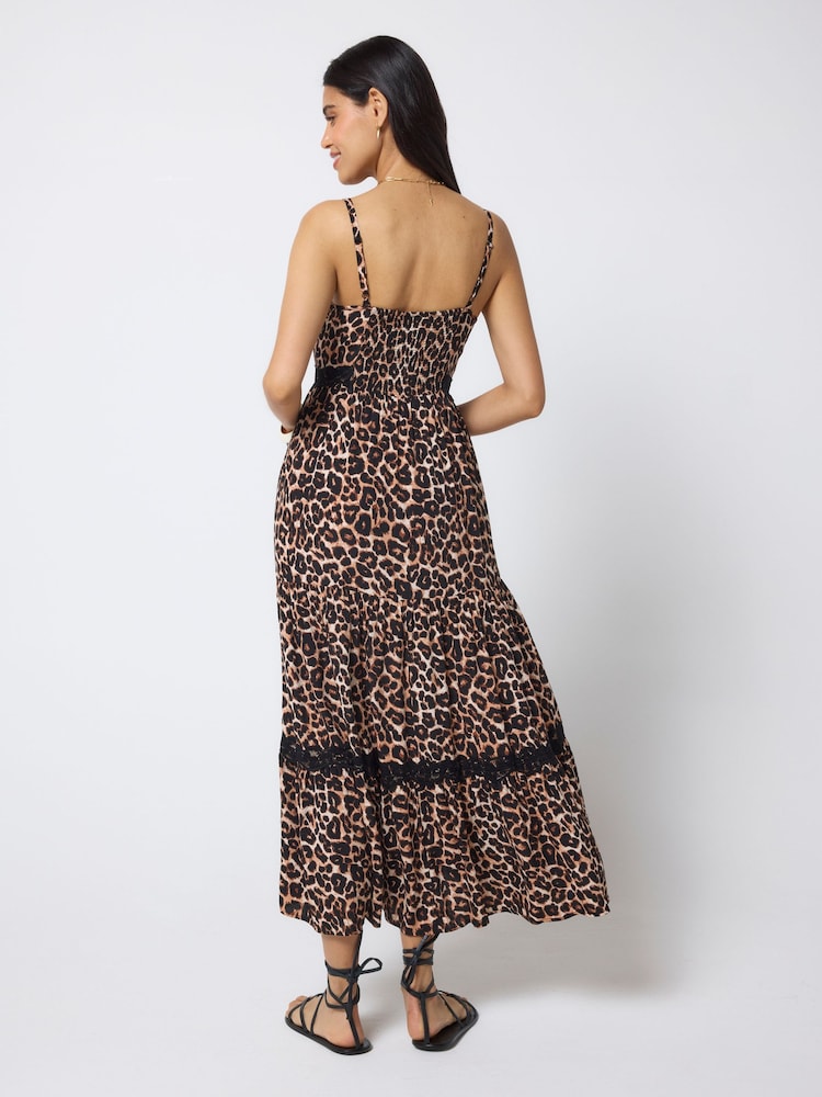 SCAMP & DUDE Natural Jaguar Lace Trim Midi Sundress - Image 2 of 4 SCAMP & DUDE Natural Jaguar Lace Trim Midi Sundress - Image 2 of 4