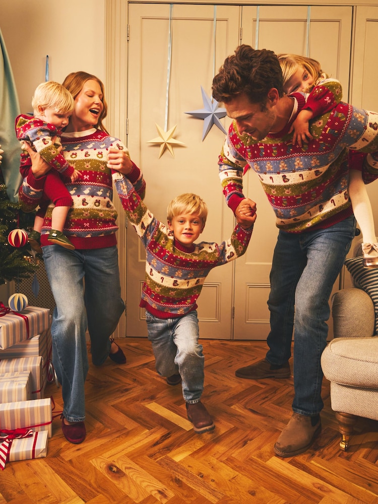 JoJo Maman Bébé Burgundy Christmas Character 2-Piece Fairisle Set - Image 1 of 7 JoJo Maman Bébé Burgundy Christmas Character 2-Piece Fairisle Set - Image 1 of 7