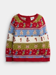 JoJo Maman Bébé Burgundy Christmas Character 2-Piece Fairisle Set - Image 3 of 7