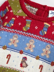 JoJo Maman Bébé Burgundy Christmas Character 2-Piece Fairisle Set - Image 7 of 7