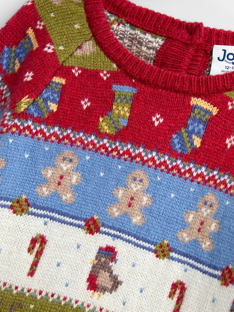 JoJo Maman Bébé Burgundy Christmas Character 2-Piece Fairisle Set - Image 7 of 7 JoJo Maman Bébé Burgundy Christmas Character 2-Piece Fairisle Set - Image 7 of 7