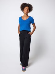 SCAMP & DUDE Blue Cotton Slub V-Neck T-Shirt - Image 1 of 4