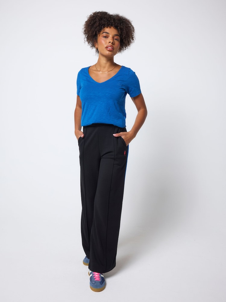 SCAMP & DUDE Blue Cotton Slub V-Neck T-Shirt - Image 1 of 4 SCAMP & DUDE Blue Cotton Slub V-Neck T-Shirt - Image 1 of 4