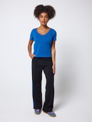 SCAMP & DUDE Blue Cotton Slub V-Neck T-Shirt - Image 2 of 4