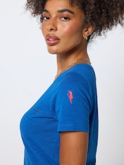 SCAMP & DUDE Blue Cotton Slub V-Neck T-Shirt - Image 3 of 4