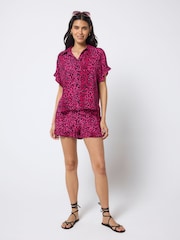 SCAMP & DUDE Pink Wild Leopard Frill Sleeve Shirt - Image 1 of 4