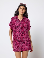 SCAMP & DUDE Pink Wild Leopard Frill Sleeve Shirt - Image 2 of 4