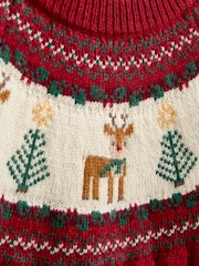 JoJo Maman Bébé Dark Red Reindeer Fairisle Christmas Jumper - Image 3 of 4