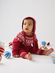 JoJo Maman Bébé Red Fairisle Fair Isle Knitted Romper - Image 2 of 8