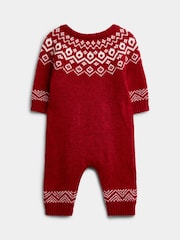 JoJo Maman Bébé Red Fairisle Fair Isle Knitted Romper - Image 5 of 8