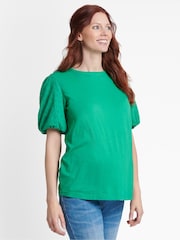 JoJo Maman Bébé Green Broderie Sleeve Maternity T-Shirt - Image 3 of 4