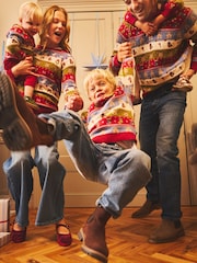 JoJo Maman Bébé Red Christmas Character Fairisle Jumper - Image 1 of 5