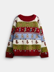 JoJo Maman Bébé Red Christmas Character Fairisle Jumper - Image 2 of 5