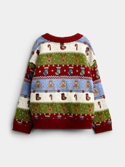 JoJo Maman Bébé Red Christmas Character Fairisle Jumper - Image 3 of 5