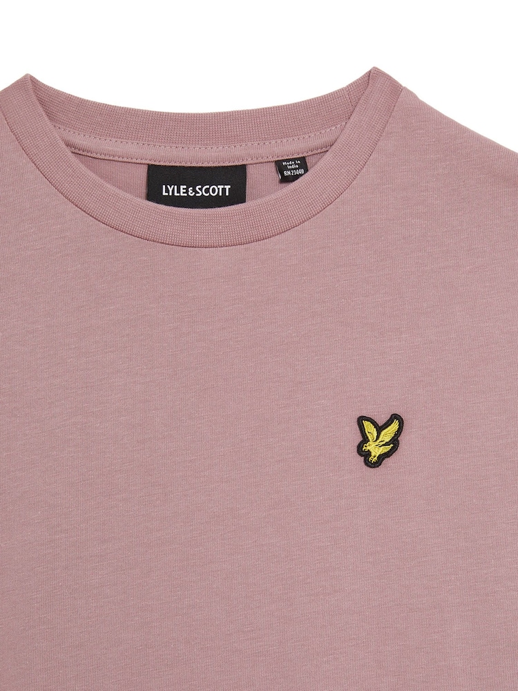 Lyle & Scott Mauve Purple Boys Essentials 100% Cotton Crew Neck T-Shirt - Image 4 of 4