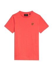 Lyle & Scott Coral Pink Boys Essentials 100% Cotton Crew Neck T-Shirt - Image 1 of 2