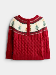 JoJo Maman Bébé Red Christmas Reindeer & Tree Fairisle Knitted Set - Image 3 of 8