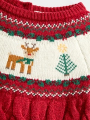 JoJo Maman Bébé Red Christmas Reindeer & Tree Fairisle Knitted Set - Image 8 of 8
