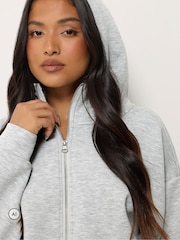 PixieGirl Petite Light Grey Funnel Neck Hoodie & Joggers Set - Image 4 of 6