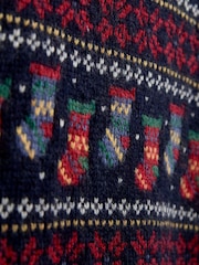 JoJo Maman Bébé Navy Blue Christmas Character Fairisle Tank Top - Image 3 of 4