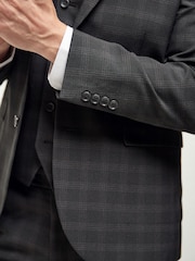 Black Skinny Fit Check Suit: Jacket - Image 4 of 6