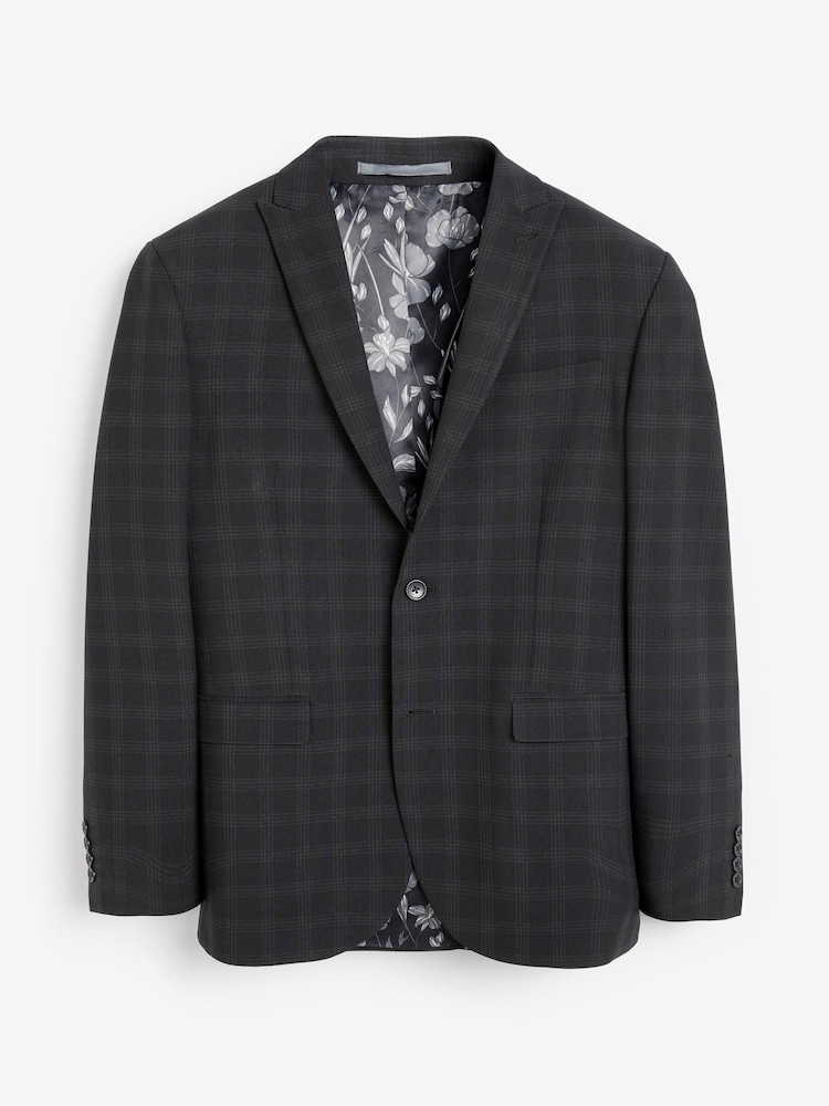 Black Skinny Fit Check Suit: Jacket - Image 6 of 6