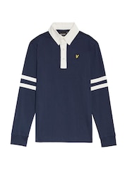 Lyle & Scott Navy Blue Boys Contrast Rugby 100% Cotton Shirt - Image 1 of 3