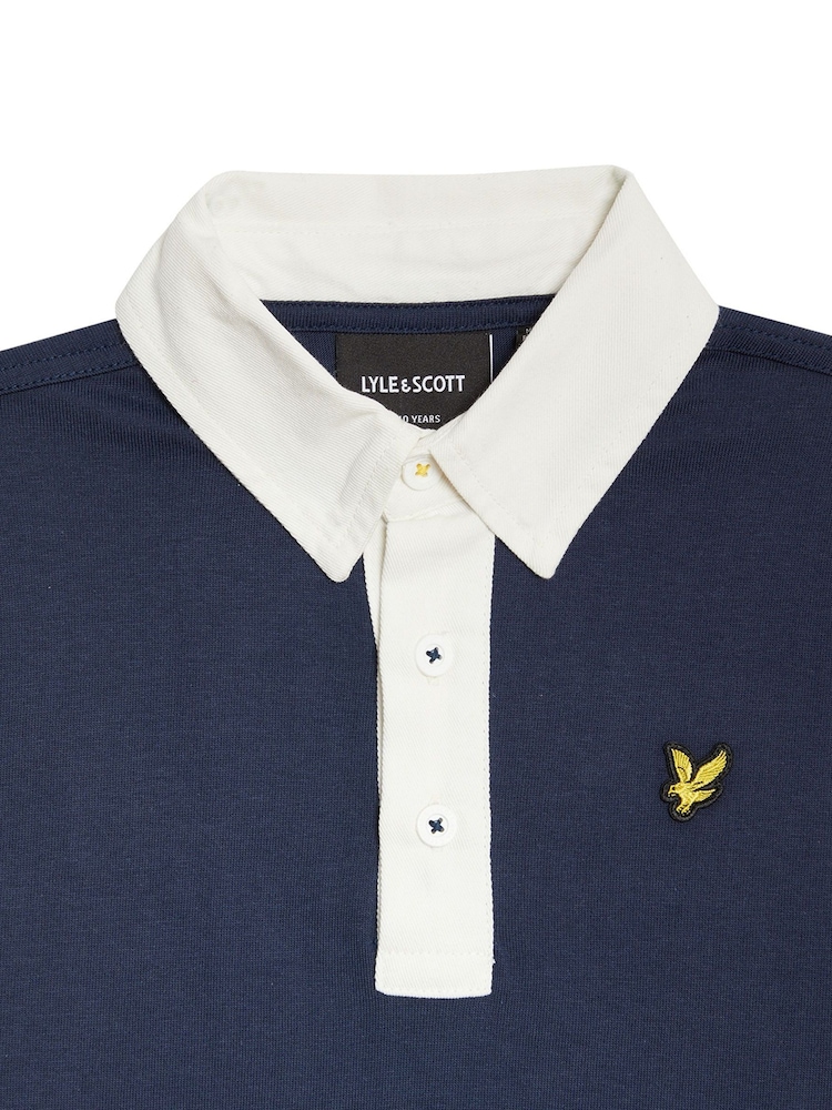 Lyle & Scott Navy Blue Boys Contrast Rugby 100% Cotton Shirt - Image 3 of 3