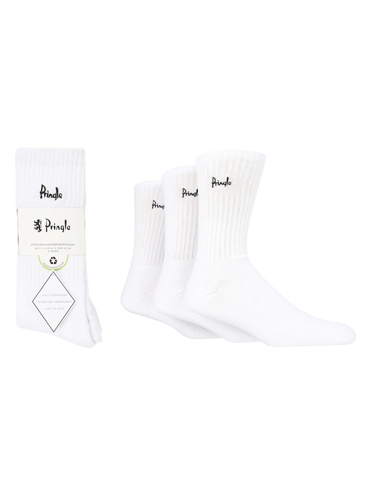 Pringle White Sports Socks 3 Pack - Image 1 of 6